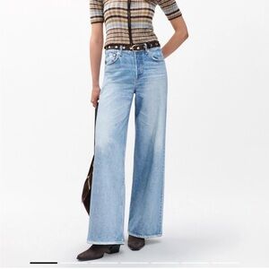 rag & bone Light Blue Wide-Leg Sweatpants Jeans